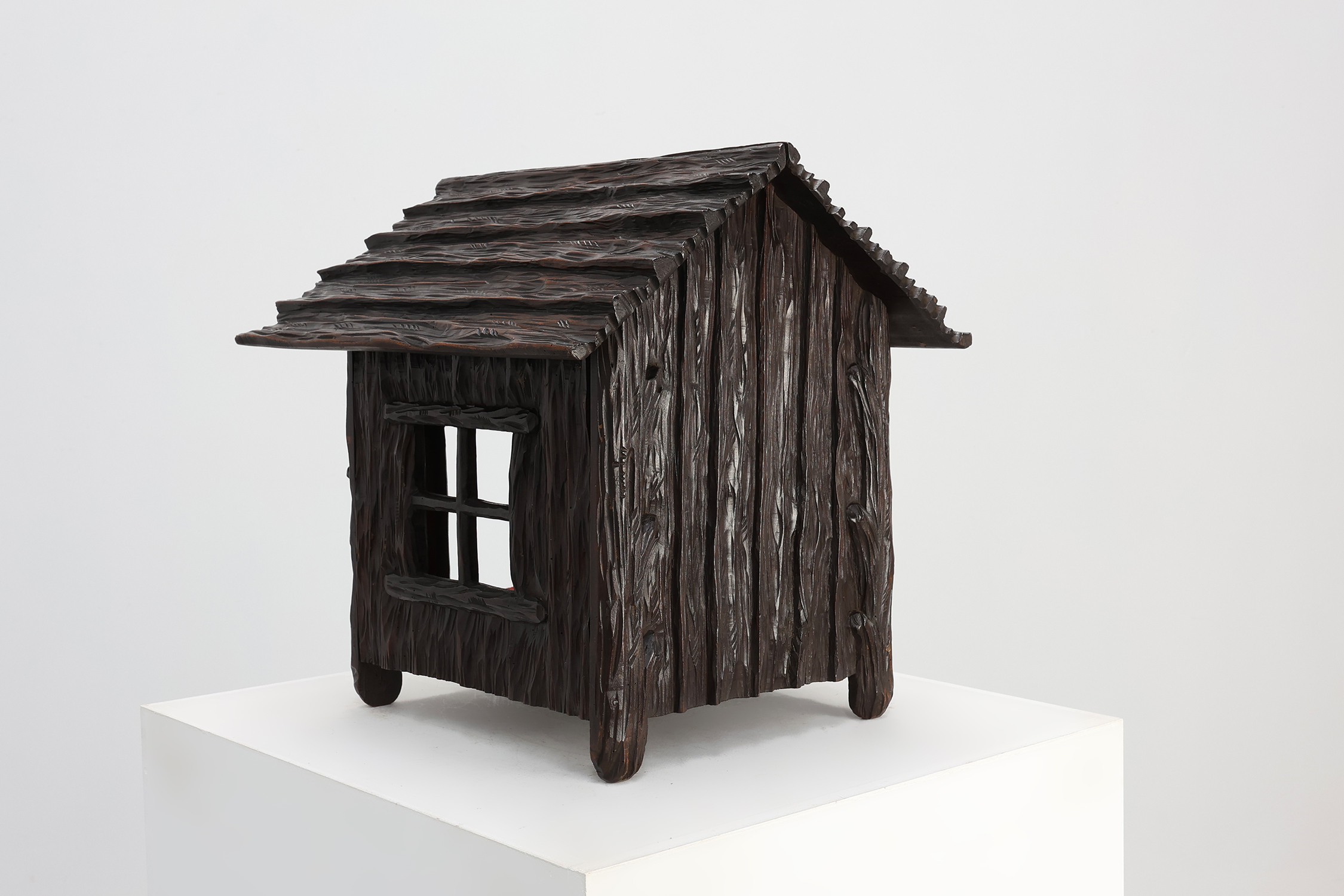 Black Forest style carved oak dog kennel, Switzerland/Germany, ca. 1850thumbnail
